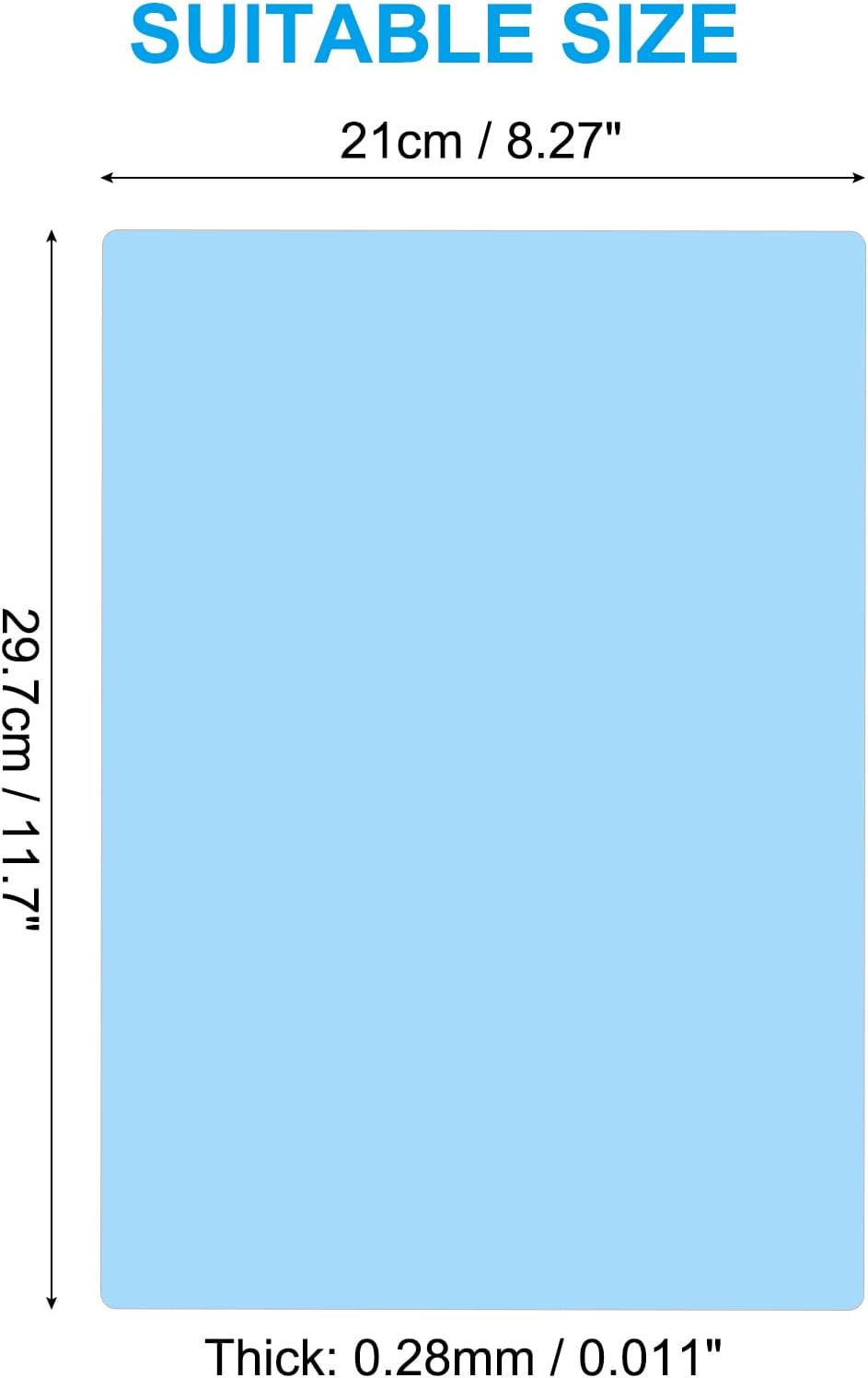 PATIKIL A4 Size Guided Reading Sheet, 5pcs Correction Lighting Gel Filter Colored Overlay Transparent Color Film for Classroom Photo Studio, Sky Blue