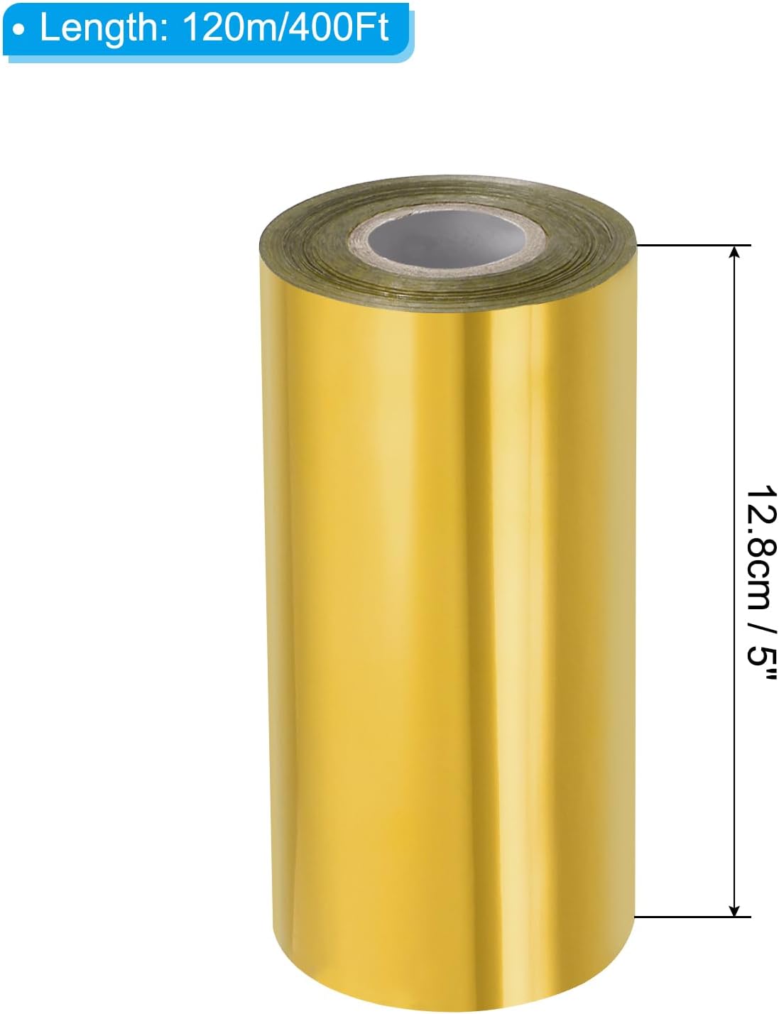 PATIKIL 5"x400Ft Hot Stamping Foil Paper, Heat Transfer Hot Stamping Paper Foil Roll for Leather DIY Logo Decor Craft Gift Package Scrapbook Card, Dark Gold