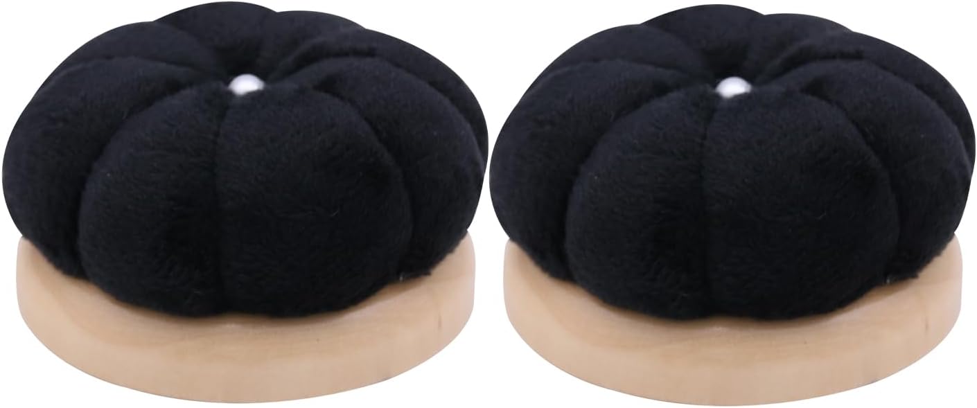 Uxney Pin Cushion,Wooden Sewing Pin Cushion Pincushion Needle Cushion for Sewing Quilting Needlework DIY Crafts(Black,2 PCS)