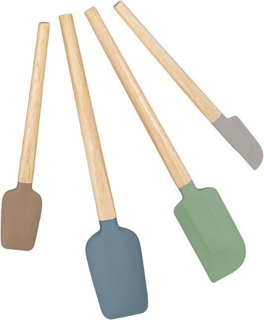 Silicone Spatula Set, Food Grade Rubber Spatula-4 Piece Nonstick Rubber Spatulas, Spoonula, Jar Scraper for Cooking, Baking, Mixing, Frosting - Heat Resistant Up to 600°F (Spatulas-Colorful)