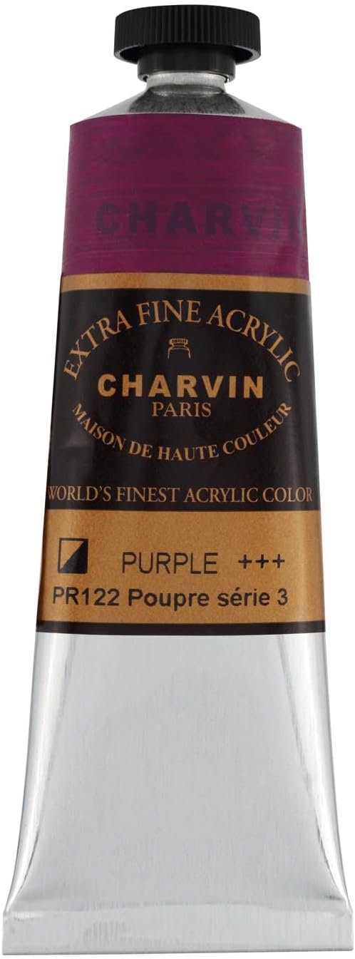 Charvin Extra Fine Professional Acrylic Paint - Purple, 60ml Tube, Triple-Milled, Lightfast Pigments, Open Stock Artist Acrylic Paints in Nature-Inspired Hues