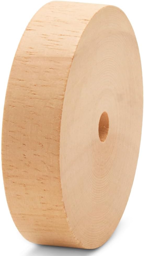 3-inch Diameter Slab Wooden Wheels for Crafts 3/8-inch Hole, 3/4-inch Thick, Pack of 4 Mini Craft Wheel for Model, by Woodpeckers