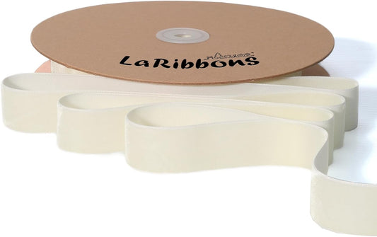 LaRibbons Thin Velvet Ribbon 1 Inch x 25 Yards, Cream Ivory Velvet Ribbon for Christmas Tree, Gift Wrapping, Wreath Bow, Outdoor Decoration