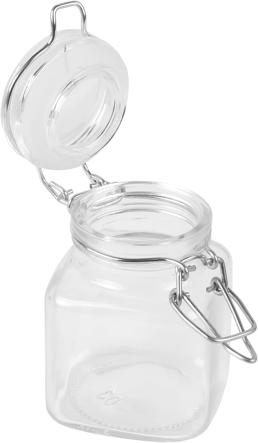 MIDELONG Spice Jars, 3oz Square Glass Jars with Hinged Glass Lid, Empty Spice Containers, Leak Proof Rubber Gasket for Home Kitchen Arts Crafts Decoration Snack Foods and Sauces, Pack of 2