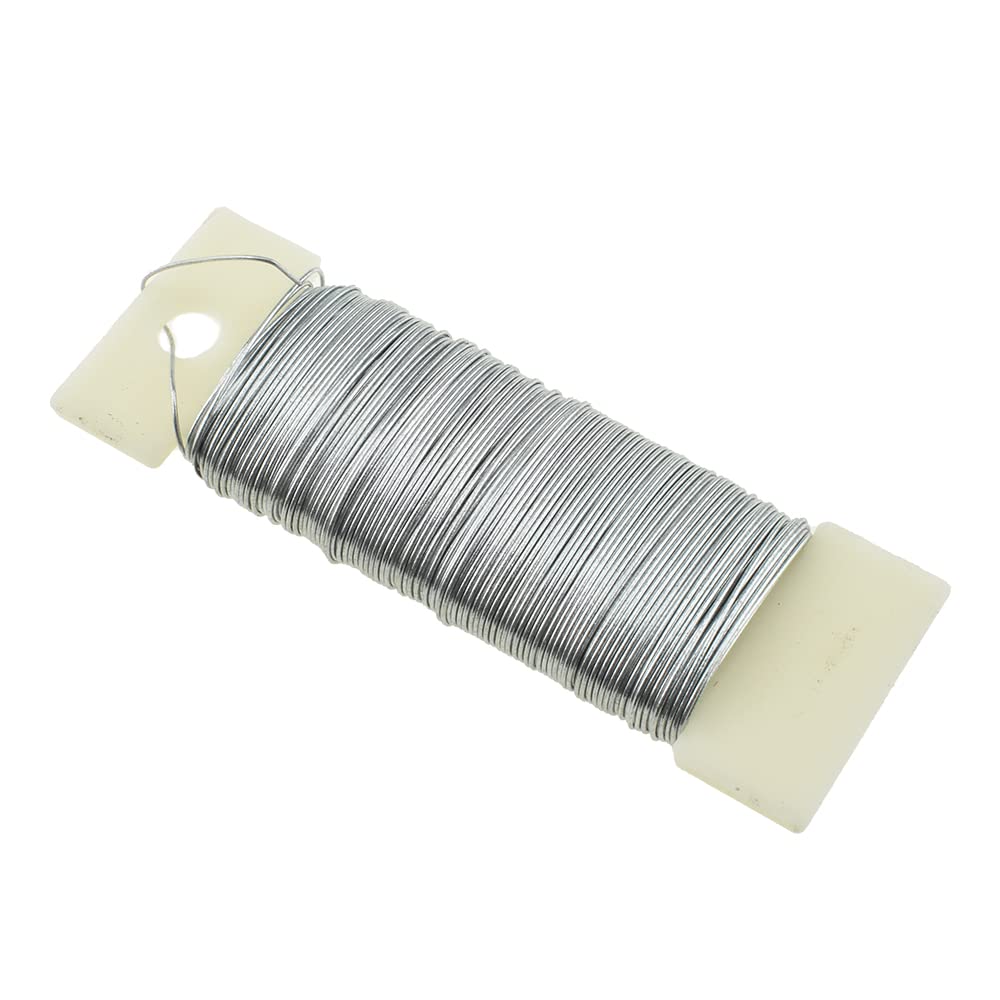 HAHIYO 22Gauge Silver Flexible Floral Wire - 1 Roll, 38 Yards (115 Feet) for Crafts, Christmas Wreaths, Tree & Flower Arrangements, Wedding DIY
