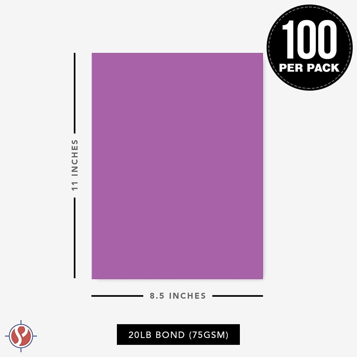 8.5 x 11" Violet Color Paper Smooth, for School, Office & Home Supplies, Holiday Crafting, Arts & Crafts | Acid & Lignin Free | Regular 20lb Paper - 100 Sheets