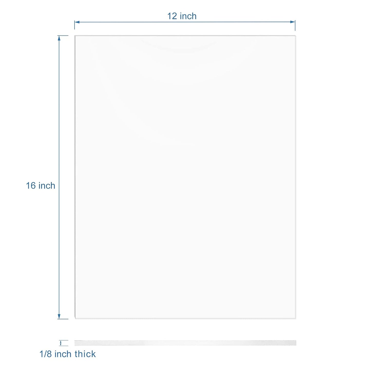 Clear Acrylic Sheet 12" x 16" Cast Plexiglass Panel 1/8" Thick (3mm) Transparent Plastic Board for Sign, Craft, Display Projects, Laser Cutting, Engraving, Pack of 2