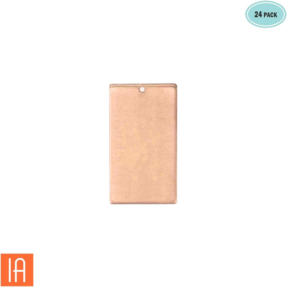 ImpressArt - Premium Metal Stamping Rectangle Blanks for Metal Stamping and Jewelry Making (24 Pack) (11/16" x 1 1/4" Rectangle w/Hole, Copper)