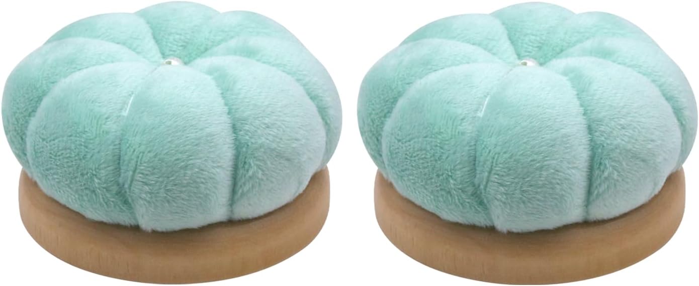 Uxney Pin Cushion,Wooden Sewing Pin Cushion Pincushion Needle Cushion for Sewing Quilting Needlework DIY Crafts(Light Green,2 PCS)