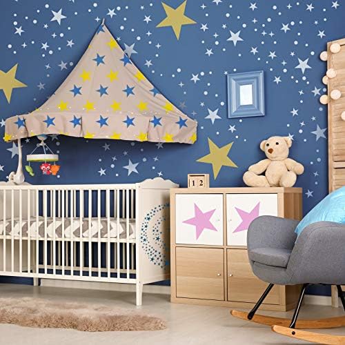 6-Piece Star Stencil Kit - Reusable Twinkle Star Templates in Assorted Sizes with Metal Open Ring for Painting on Tile, Wall, Paper, Fabric