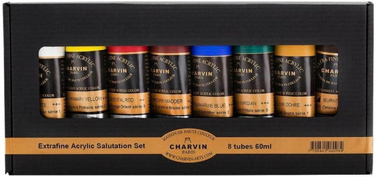 Charvin Extra Fine Professional Acrylic Paint - Salutation Set of 8-60ml Tubes, Triple-Milled, Lightfast Pigments, Open Stock Artist Acrylic Paints in Nature-Inspired Hues