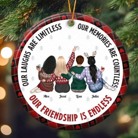 Macorner Personalized Friendship Gifts Hanging Ceramic Ornament, Our Friendship is Endless, for Friend, Bestie, for Woman, Friend Birthday Gifts for Women Friendship