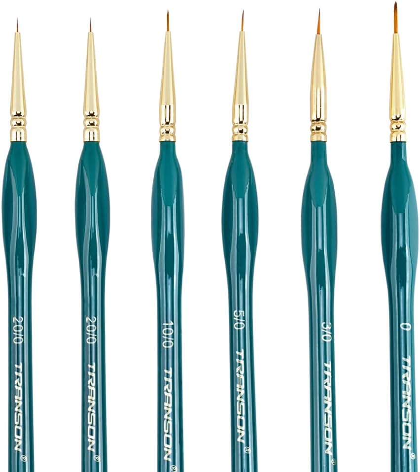 Transon Detail Thin Paint Brush Set 6pcs for Model Minature Craft and Art Painting Green