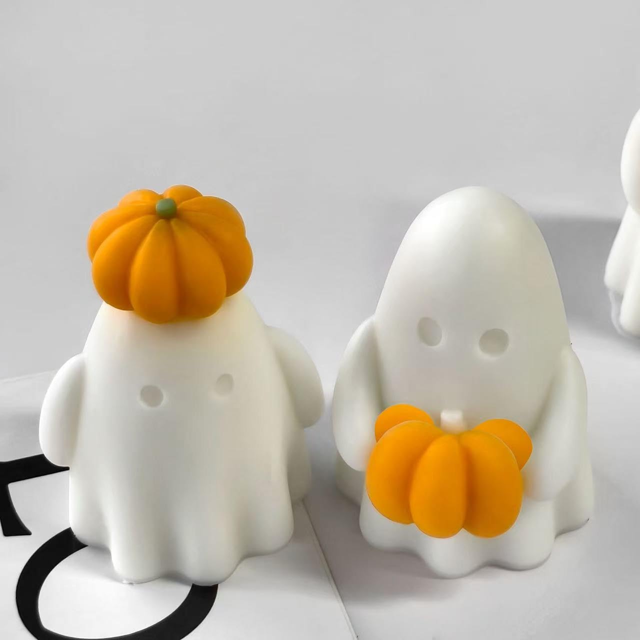 3 Pcs Ghost Holding Pumpkin Resin Mold, Halloween Candle Making Molds Fun Kit Cute Ghost and Pumpkin Epoxy Resin Molds Silicone DIY Craft