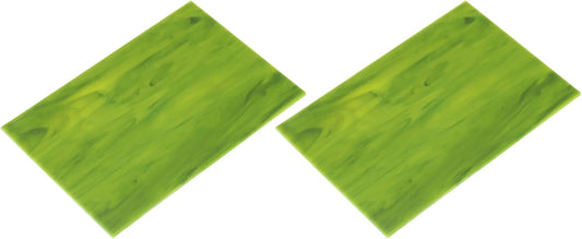 MECCANIXITY 2 Pcs Stained Glass Sheet Mosaic Tile 7.9 Inch x 5.9 Inch Green Stained Glass Sheets for Crafts DIY Art Project