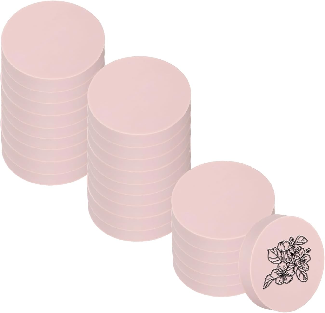 PATIKIL 24Pcs 2" Rubber Carving Blocks, Soft Linoleum Art Carving Block Round Crafts Stamp Making for Printmaking Stamps Carving Supplies, Pink