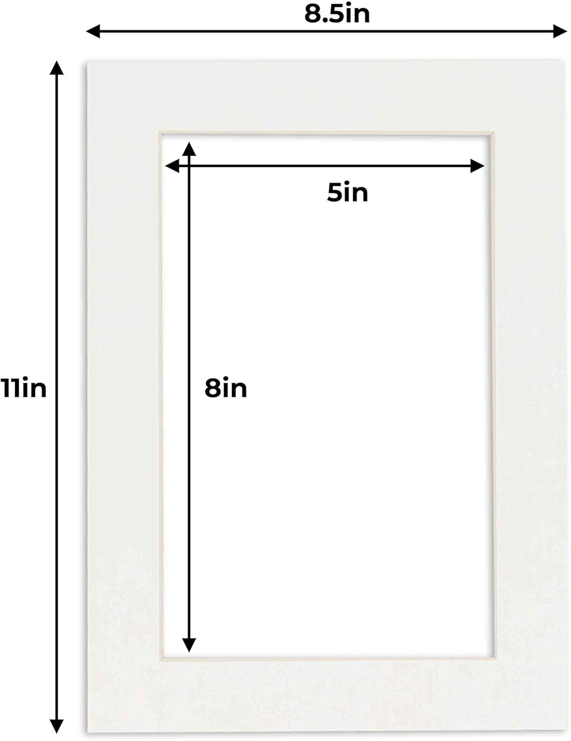 5.5x8.5 Mat for 8.5x11 Frame - Precut Mat Board Acid-Free Textured White 5.5x8.5 Photo Matte For a 8.5x11 Picture Frame, Matboard for Family Photos, Show Kits, Art, Picture Framing, Pack of 1 Mat