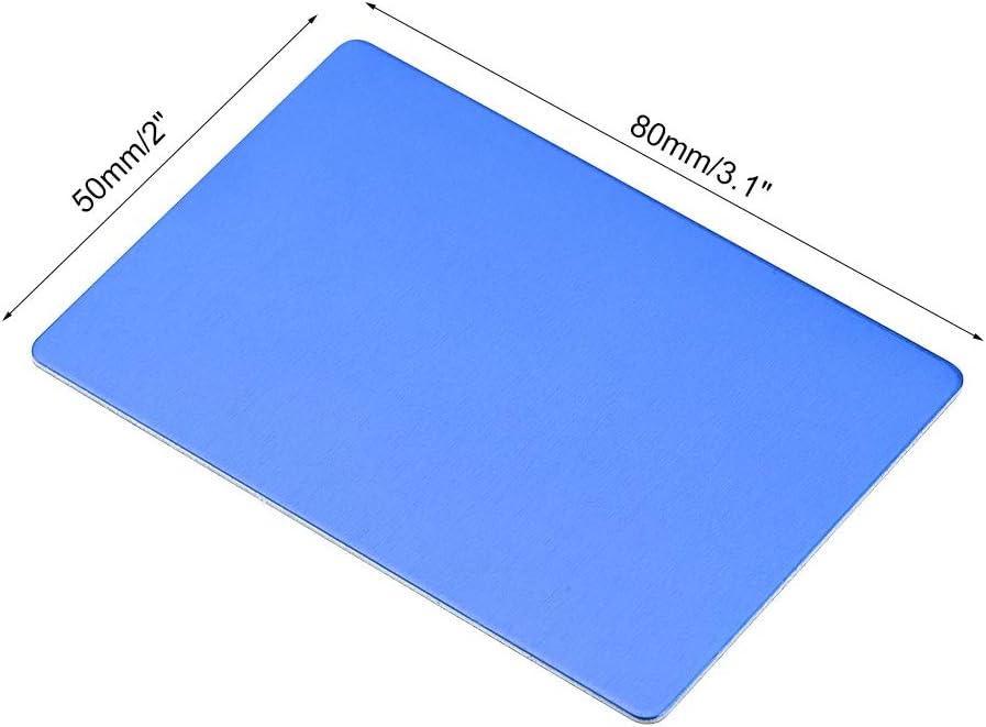 uxcell Blank Metal Card 80x50x0.8mm Anodized Aluminum Plate for DIY Laser Printing Engraving Blue 5 Pcs