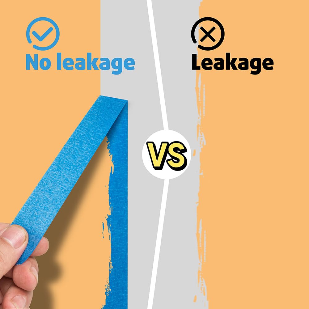 Blue Painters Tape 4 Rolls: Masking Tape 1 Inch Wide x 55 Yards - Painter's Tape Blue Masking Tape for Walls Painting Packing, Wood, Floors, DIY, Total 220 Yards