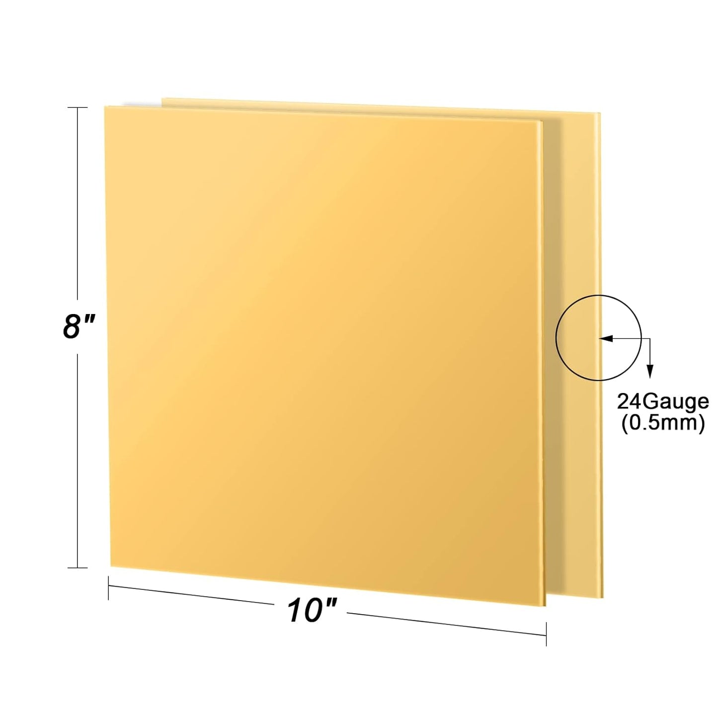 2 Pcs Brass Sheet, 8" x 10", 24 Gauge(0.5mm) Thickness, No Scratches, Film Attached Brass Plates