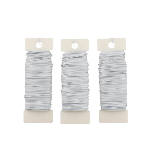 HAHIYO 22Gauge White 3Roll Total 115Yards(345Feet) Metal Floral Wire Flexible Paddle Wire for Crafts Christmas Wreaths Tree Flower Arrangement Bouquet Wrapping Wedding DIY