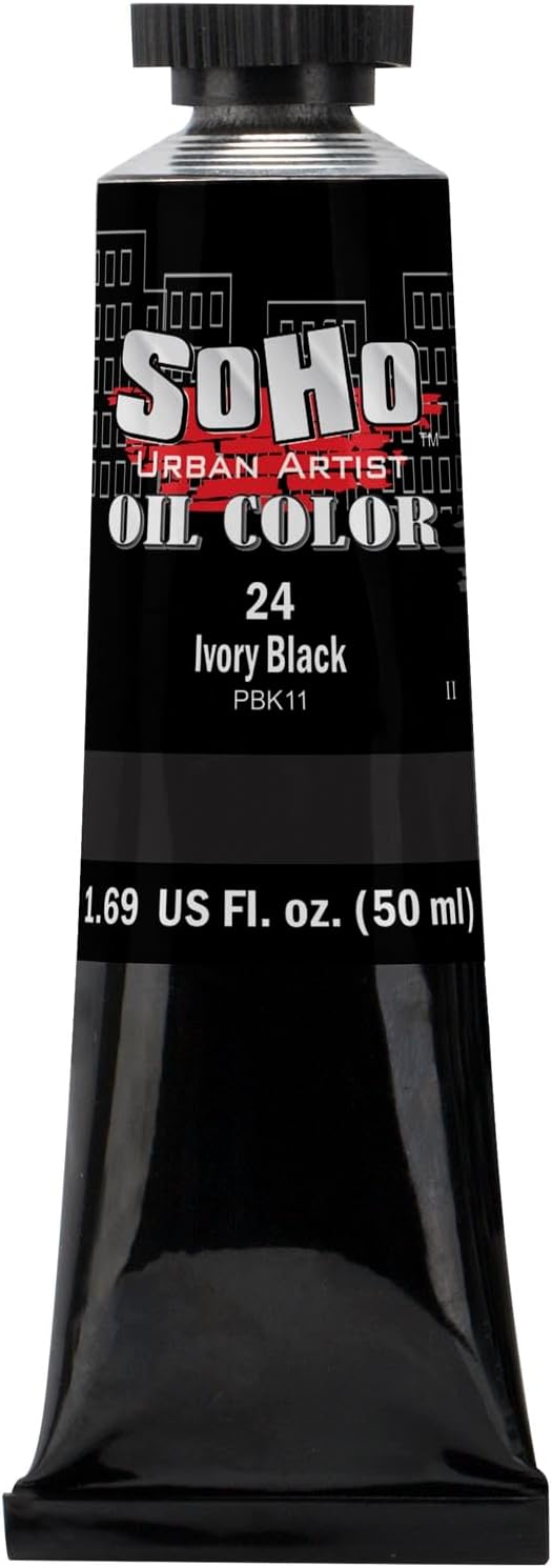 Soho Urban Artist Oil Paint - Ivory Black, 50 ml Tube - Best Valued Oil Colors for Painting, Excellent Pigment Load