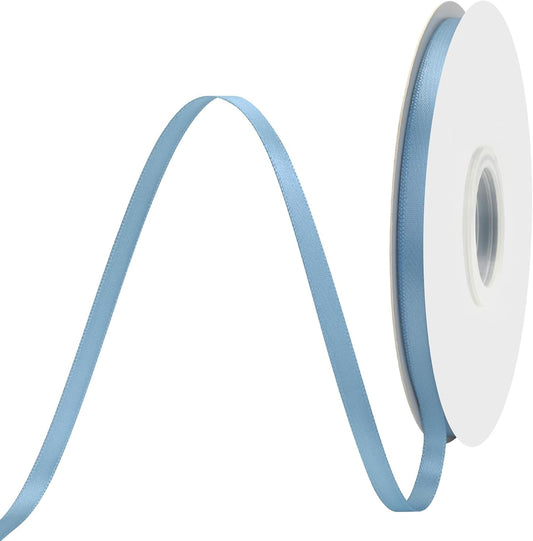 Dusty Blue Satin Ribbon 1/4" X 50 Yards Solid Color Double Faced Ribbons Perfect for Crafts Wedding Decor Bow Making Arts Sewing and More