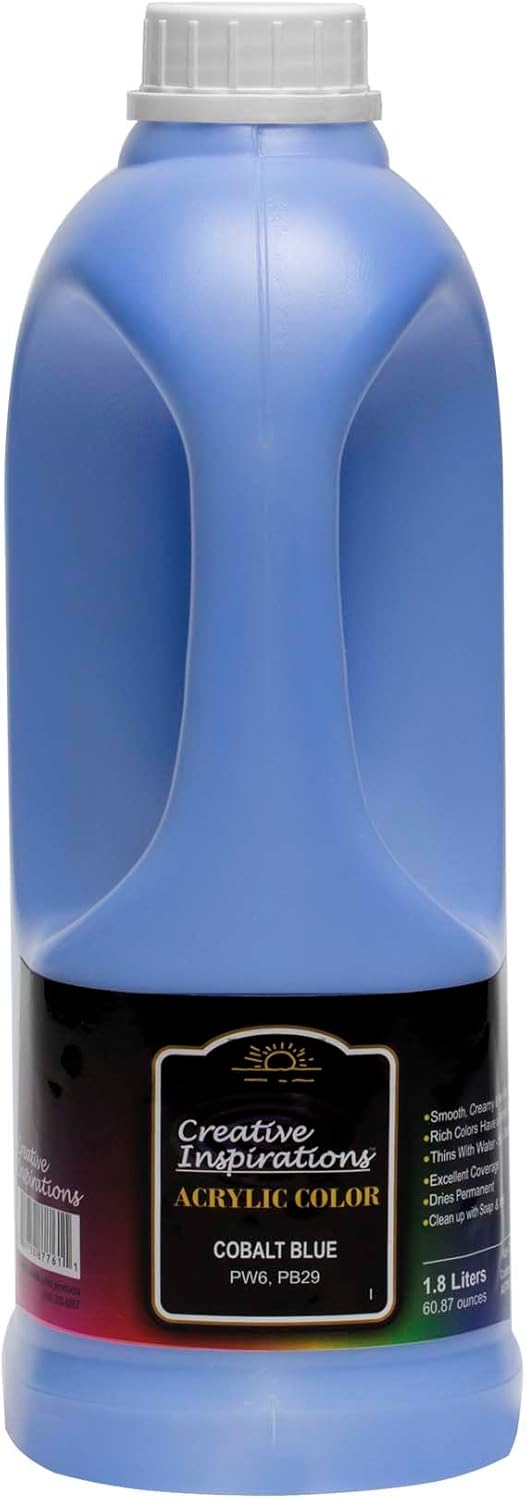 Creative Inspirations Acrylic Paint - Cobalt Blue - 1.8 Liter - Smooth & Creamy Consistency, Vibrant Pigmentation, Great Coverage for Artists - Clean Up with Soap & Water