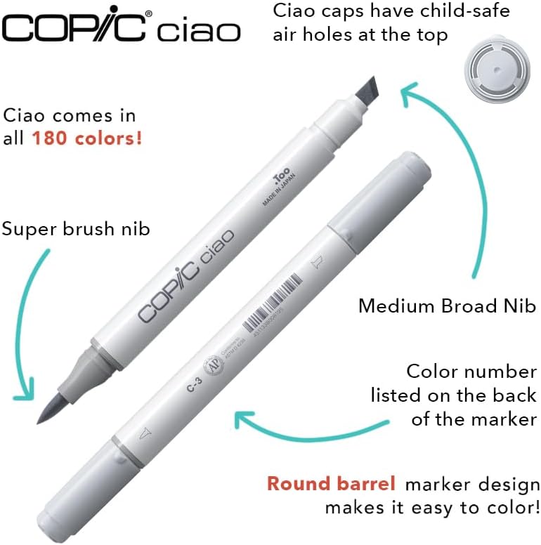 Copic Sketch, Alcohol Markers, Dual Brush Tip Art Marker for Adults, Permanent Ultra Blendable Sketch Markers for Coloring Drawing & Illustration Art - 3pc Set, Color Fusion #5, Green