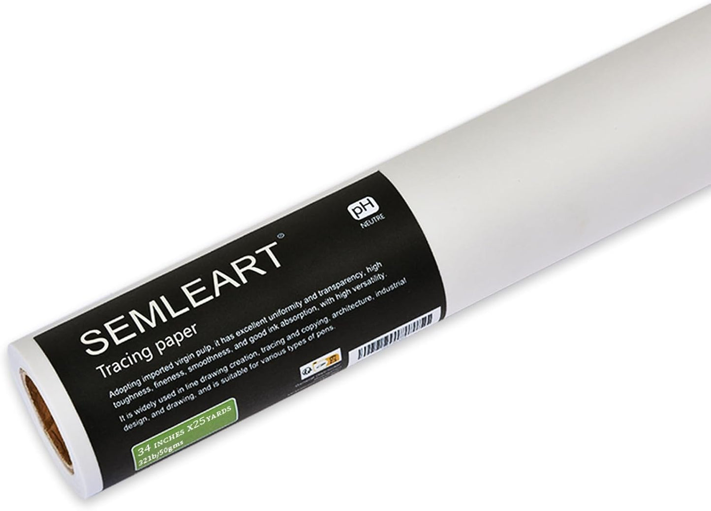 SEMLEART Artit's Tracing Paper roll,32lb/50gsm,34 inch x 25 Yard,Translucent Tracing Paper for Pencil, Marker and Ink - Trace Images, Sketching,Drawing