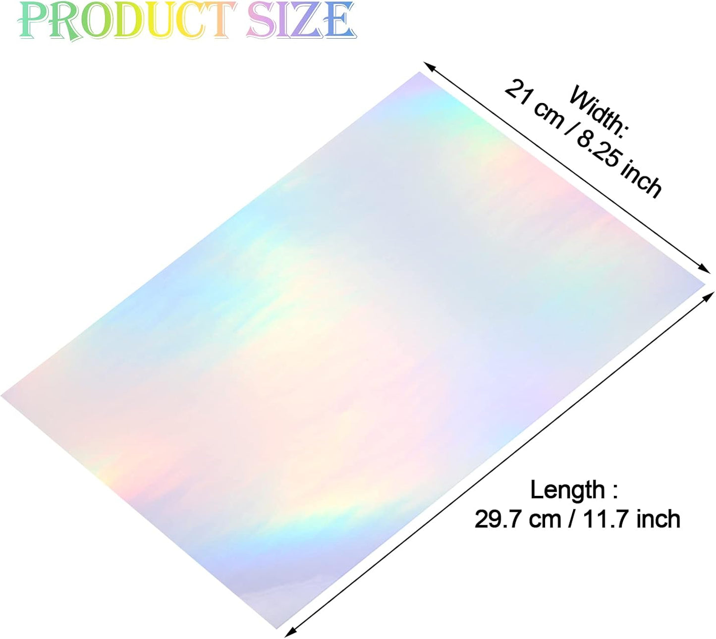 Outus 24 Sheets Holographic Sticker Paper Holographic Laminate Sheets Transparent Overlay Lamination Sticker Self Adhesive Vinyl Film A4 Size, 8.25 x 11.7 Inches(Laser Style)