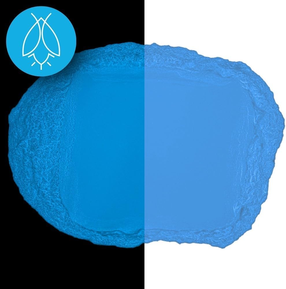 Glow in The Dark Pigment Powder - Neutral and Fluorescent Color for Art Painting, Fine Art, Nail Art Paint, and DIY Crafts - Long Lasting, 10+ Color Options - Fluorescent Blue - (12 Grams/ .42oz)