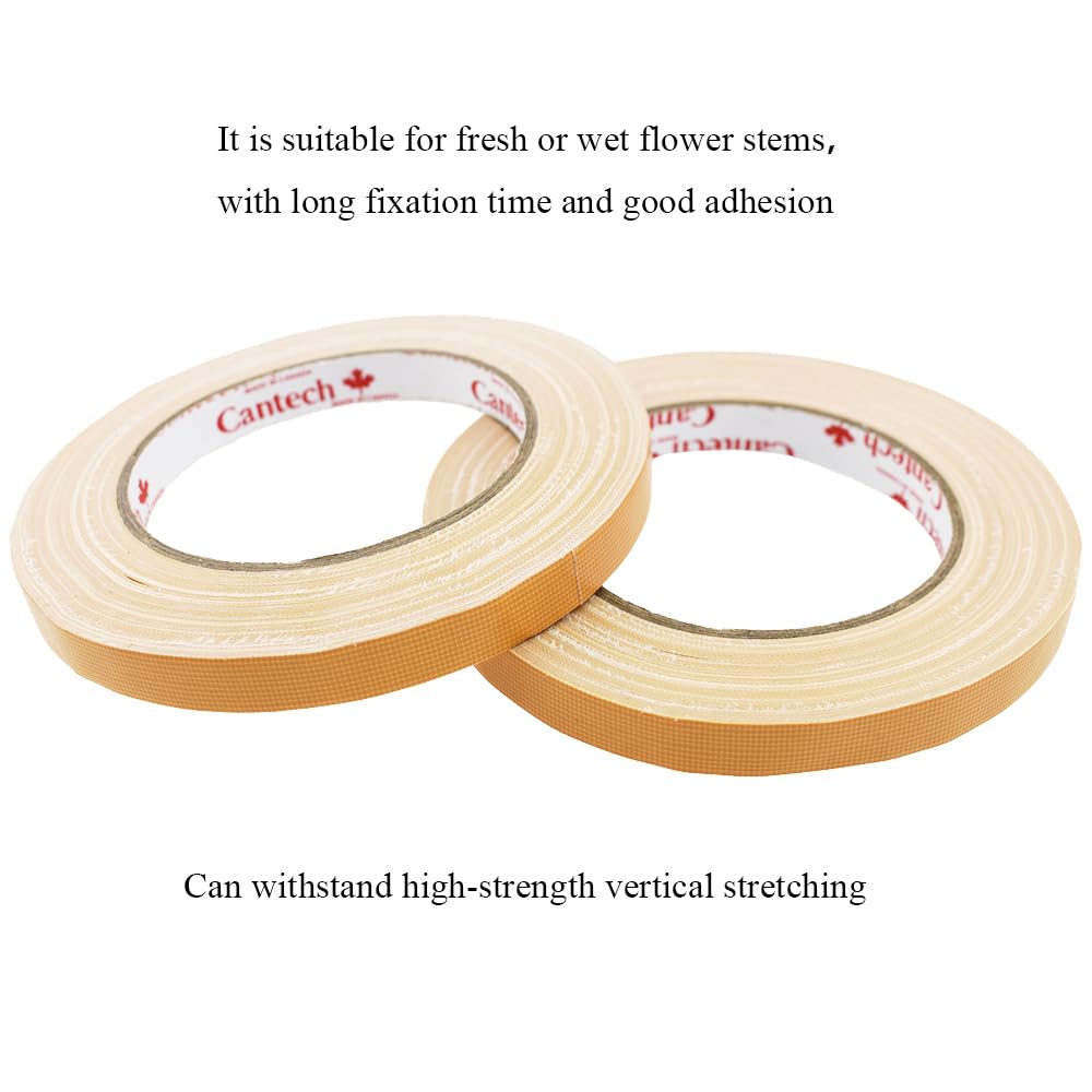 HAHIYO Light Brown 0.5Inch Wide Floral Tape, Waterproof Florist Tape Flower Wrap Adhesive Waterproof Decorative Tape for Bouquet Stem Wrapping Flower Arranging Floral Craft, 2Rolls 200Feet/66Yard