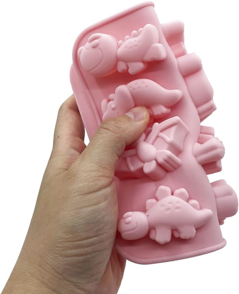 2 Pack 3D Cute Dinosaur Silicone Molds 12 Cavity Dinosaur Themed Baking Mould Tray DIY Baking Tool for Easter Chocolate Cake Dessert Candy Mousse Pastry Handmade Soap Cupcake Topper