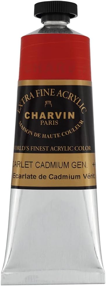 Charvin Extra Fine Professional Artist Acrylic Paint Colors, 150ml Cadmium Scarlet