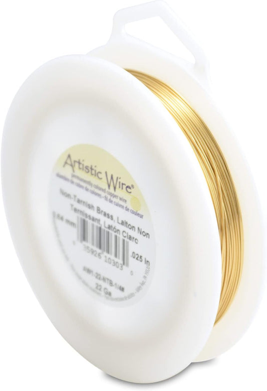 Artistic Wire, 22 Gauge Tarnish Resistant Brass Craft Wire, 124 ft