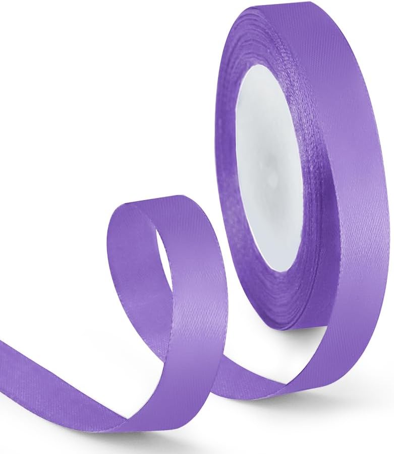 5/8 Inch 25 Yards Satin Ribbon Light Purple, Solid Color Fabric Ribbon for Gift Wrapping, Wedding, Polyester Gift Ribbon for Birthday Party Decoration, Craft, Hair, Floral, Sewing