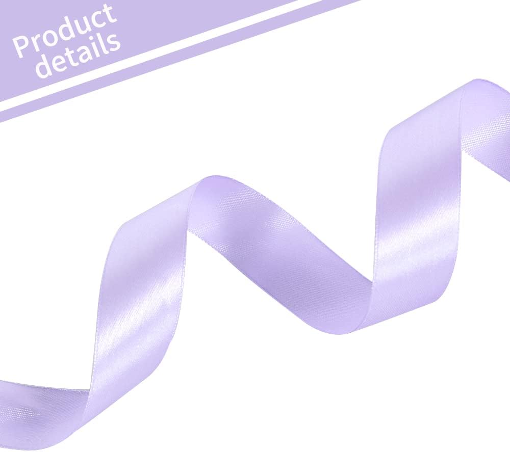 TONIFUL 1 Inch x 100yds Light Purple Satin Ribbon, Thin Solid Color Satin Ribbon for Gift Wrapping, Crafts, Wedding Party Decoration, Invitation Cards, Floral Bouquets, Christmas Halloween