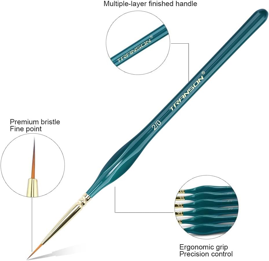 Transon 10pcs Fine Detail Miniature Art Painting Brush Set for Acrylic Watercolor Craft Rock Face Painting Green