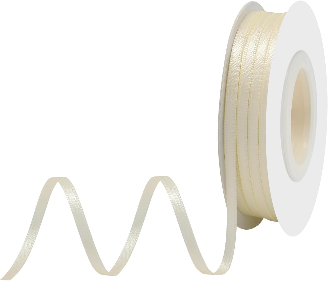 Cream Satin Ribbon 1/8" X 50 Yards Solid Color Double Faced Ribbons Perfect for Crafts Wedding Decor Bow Making Arts Sewing and More