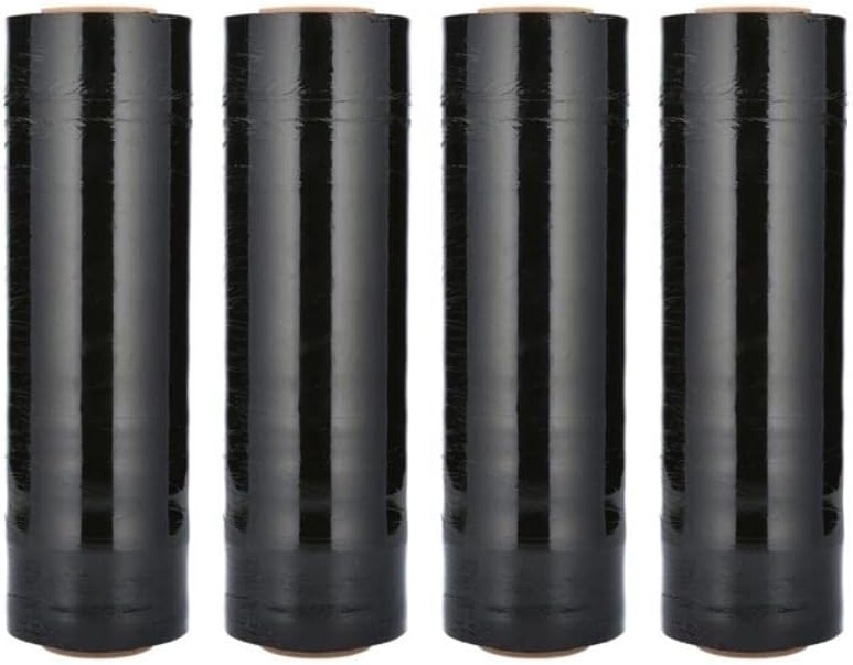 PSBM Black Stretch Wrap, 15 Inch x 1476 Feet, 72 Pack, Tinted Pre-Stretched Shrink Wrap Film for Moving, Packaging, Pallet Wrapping