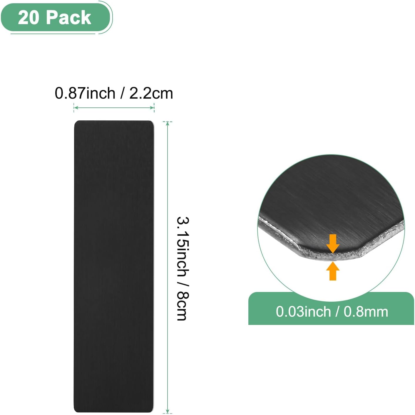 20-Pack Anodized Aluminium Laser Engraved Mount Metal Plate 3x1x0.03 Inch Engraver Blank Anodized Aluminum Sheets for DIY Laser Printing/Home/Office[Black]