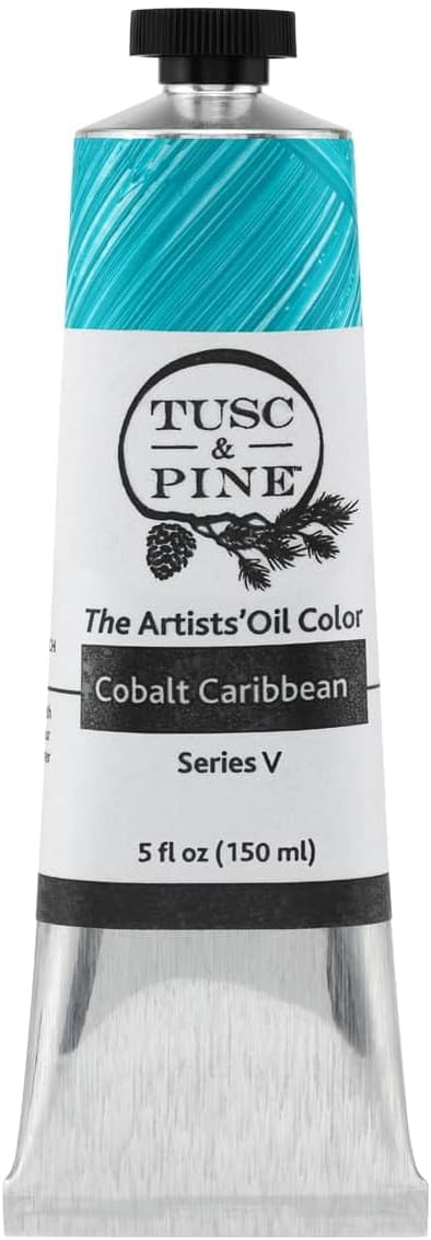 Tusc & Pine Artist Oil Paint - Cobalt Caribbean, 150 ml, Non-Yellowing, Rich & Creamy Consistency, Maximum Pigment Load, Small Batch Milled Oil Paints Made in the USA for Professional Artists