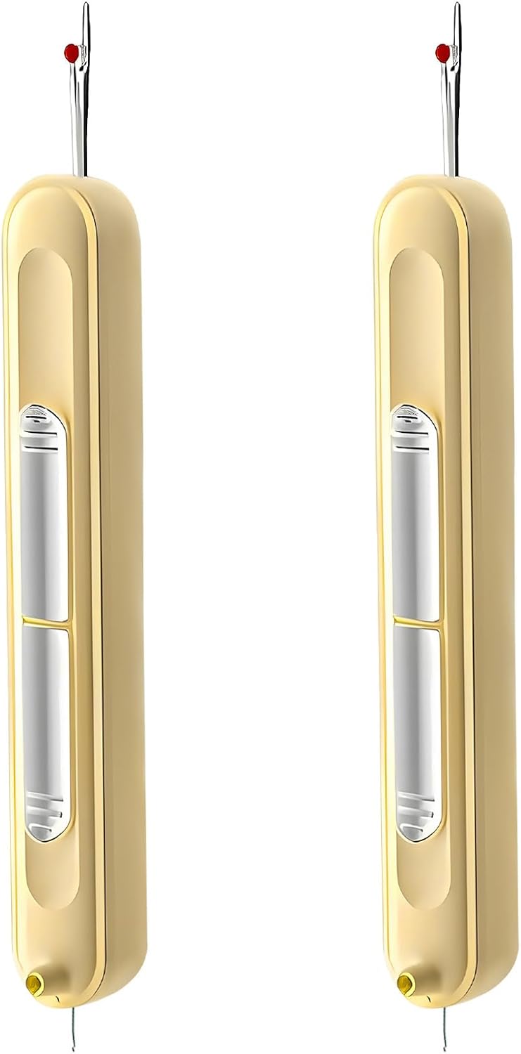 Upgraded 2 in 1 Automatic Needle Threaders Seam Ripper,Quilting Supplies Sewing Kit,Quick Sewing Machine Loop Needle Threaders (2PCS-Yellow)