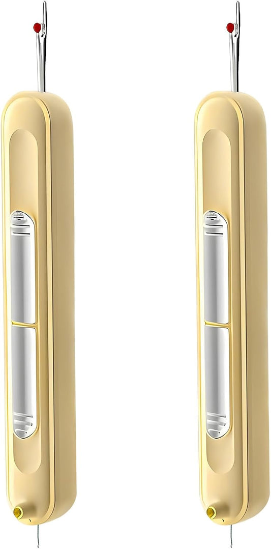 Upgraded 2 in 1 Automatic Needle Threaders Seam Ripper,Quilting Supplies Sewing Kit,Quick Sewing Machine Loop Needle Threaders (2PCS-Yellow)