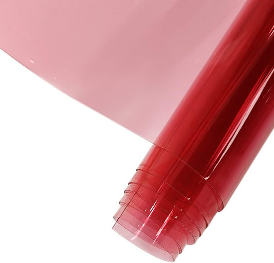 HYANG Light Pink Transparent PVC Super Clear Holographic Vinyl Faux Leather Sheets 1 Roll 12" x 47" (30cm x 120cm) for DIY Bows Earrings Bags DIY Crafts Making