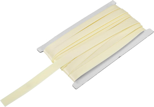 MECCANIXITY Double Fold Bias Tape for Sewing 5/8 Inch x 12 Yards Satin Pre-fold Continuous Binding Tape for Seaming Quilting Hemming Binding DIY Crafts, Beige White