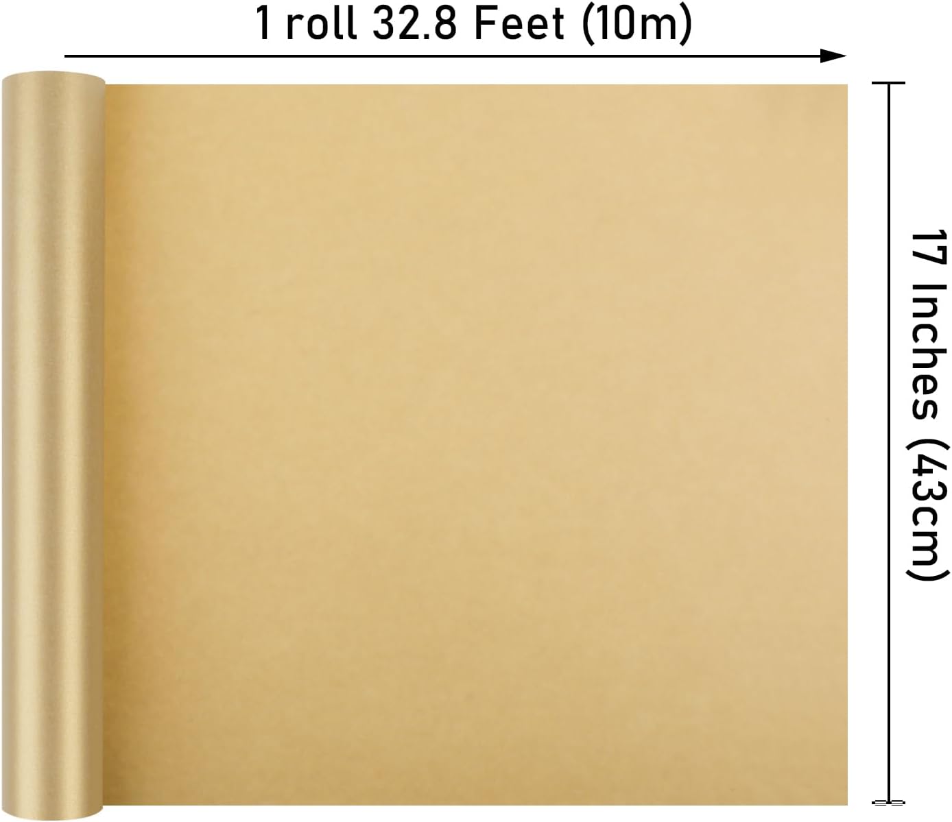 NESCCI Gold Matte Wrapping Paper,Solid Color Pearly-Lustre Paper,Gift Wrapping Paper,Perfect for Wedding,Valentine's Day,Birthday, Christmas,Baby Shower,DIY Bouquet (17 Inches X 32.8 Feet)