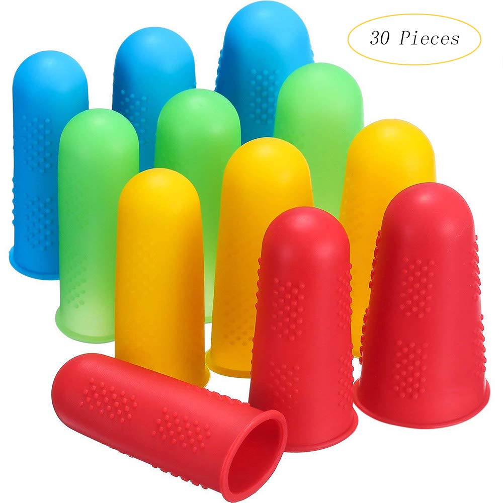 30 Pieces Silicone Hot Glue Gun Finger Caps, 5 Colors Finger Guard Protectors or Glue/Sewing/Wax/Rosin/Resin/Honey/Adhesives/Scrapbooking (30PCS)…