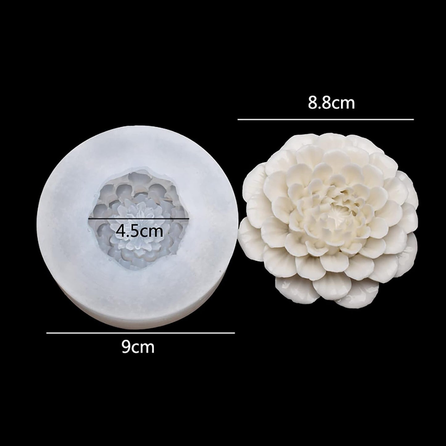 Peony Flower Soap & Candle Mold - 3D, Chocolate & Resin Mold - Silicone, Handmade